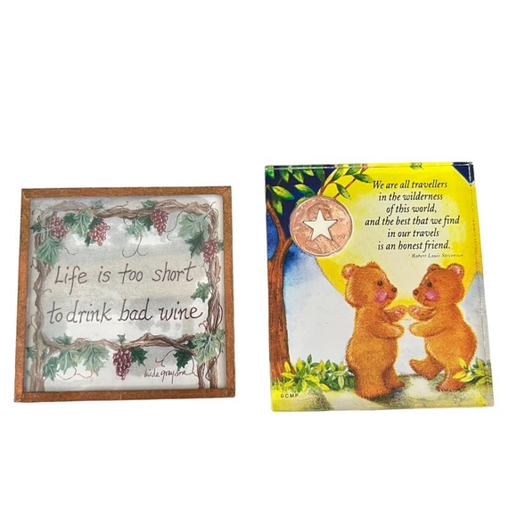 1990s refrigerator magnets Wine and Robert Louis Stevenson - Picture 1 of 3